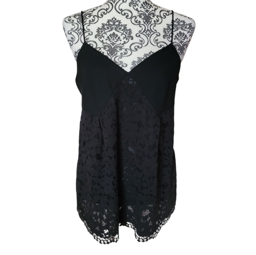 Club Monaco black lace babydoll top size 6